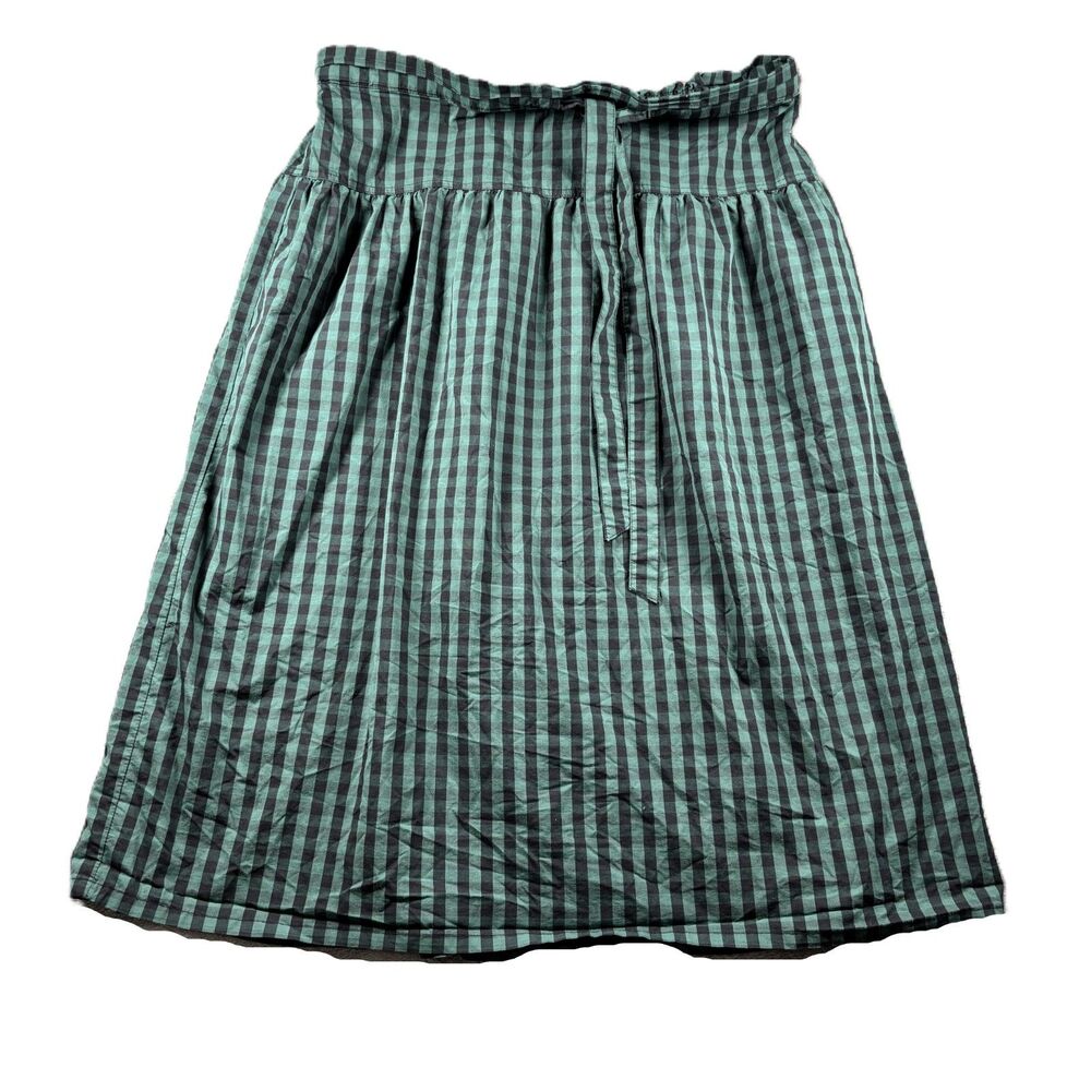 Draper James RSVP Women Midi Skirt Paperbag Buffalo Plaid Green Black XL M282